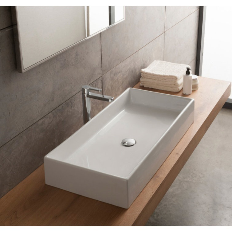 Scarabeo by Nameeks Teorema Ceramic Rectangular Vessel Bathroom Sink